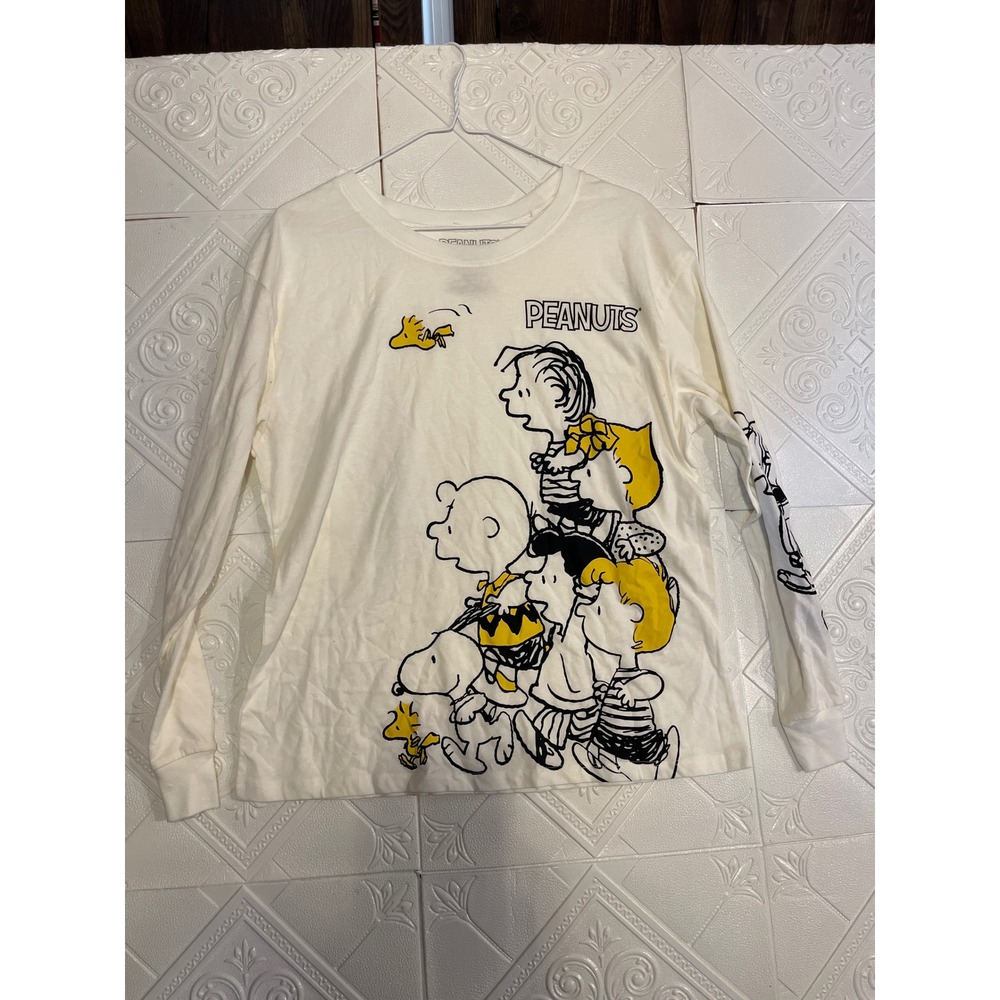 Peanuts Charlie Brown Snoopy Woodstock Long Sleeve Graphic Tee Girls L 11-13 - Picture 1 of 2
